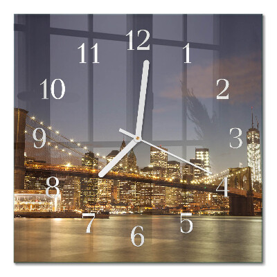 Glass wall clock square Night light