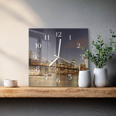 Glass wall clock square Night light