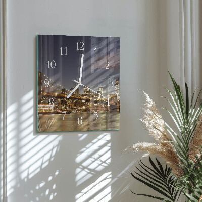 Glass wall clock square Night light