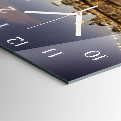 Glass wall clock square Night light