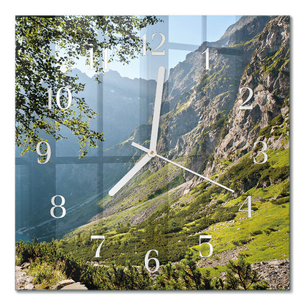 Square wall clock Mountains