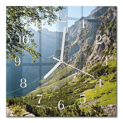 Square wall clock Mountains