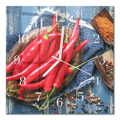 Square wall clock Chili pepper