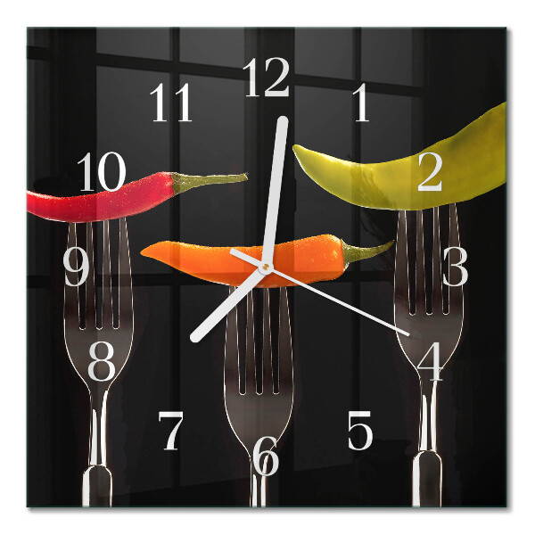 Glass wall clock square Fork