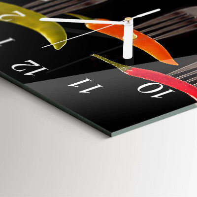 Glass wall clock square Fork