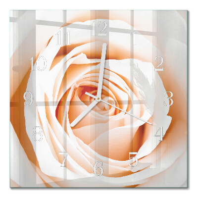 Glass wall clock square Rose