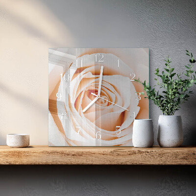 Glass wall clock square Rose