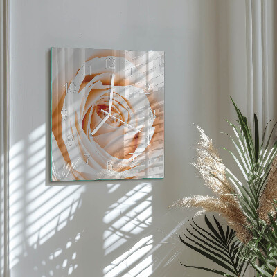 Glass wall clock square Rose