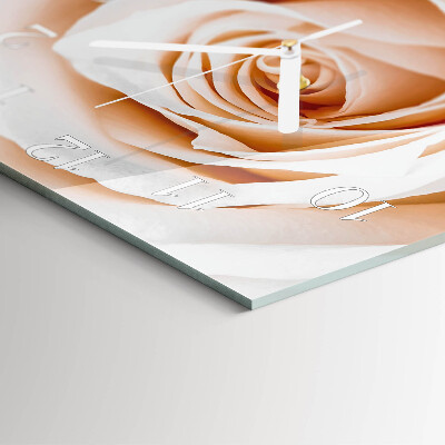Glass wall clock square Rose