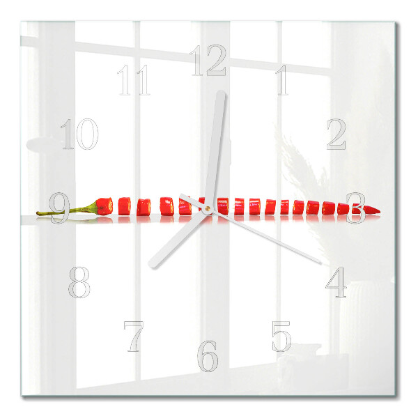 Square kitchen clock Chili pepper