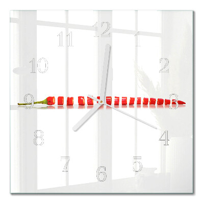Square kitchen clock Chili pepper