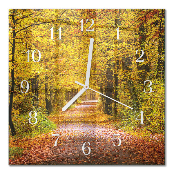 Square kitchen clock Forest path