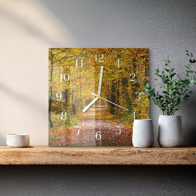 Square kitchen clock Forest path