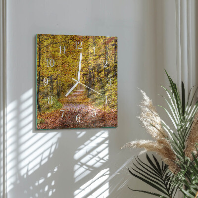 Square kitchen clock Forest path