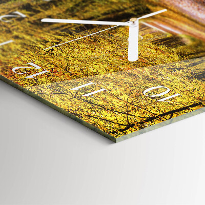 Square kitchen clock Forest path