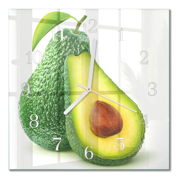 Glass wall clock square Avocado