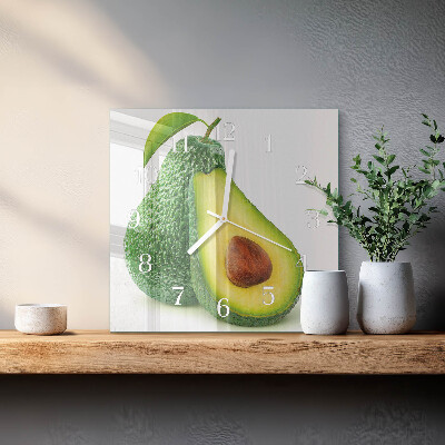 Glass wall clock square Avocado