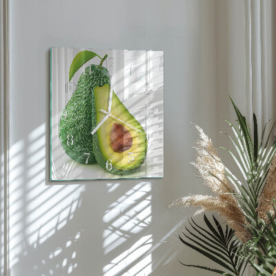 Glass wall clock square Avocado
