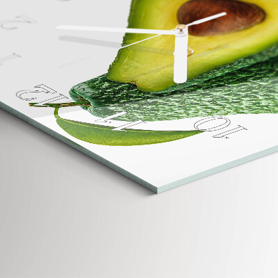 Glass wall clock square Avocado