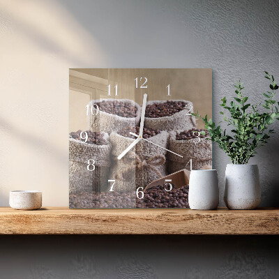 Glass wall clock square Coffee beans