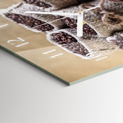 Glass wall clock square Coffee beans