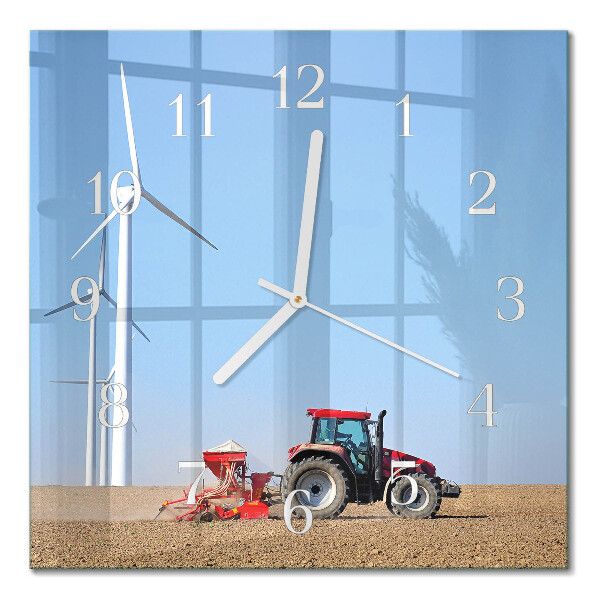 Square kitchen clock Tractor field