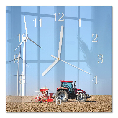 Square kitchen clock Tractor field