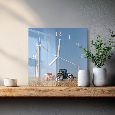 Square kitchen clock Tractor field