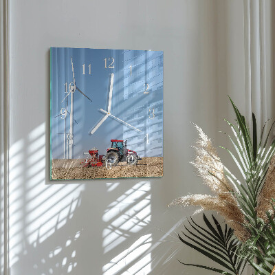 Square kitchen clock Tractor field