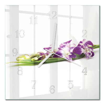 Glass clock square Flowers