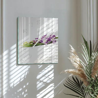 Glass clock square Flowers