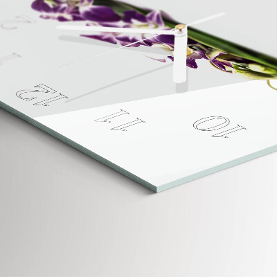 Glass clock square Flowers