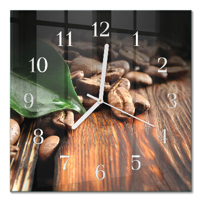 Glass wall clock square Coffee beans