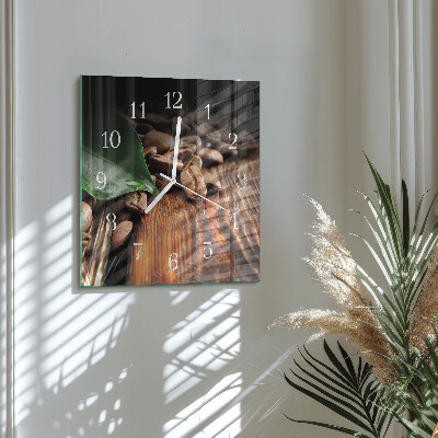 Glass wall clock square Coffee beans