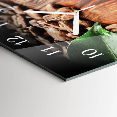 Glass wall clock square Coffee beans