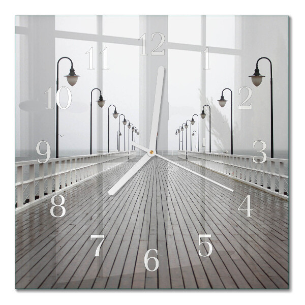 Glass wall clock square Pier