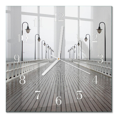 Glass wall clock square Pier
