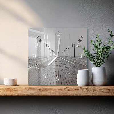 Glass wall clock square Pier