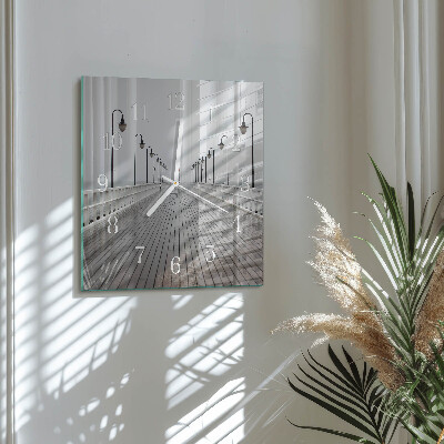Glass wall clock square Pier