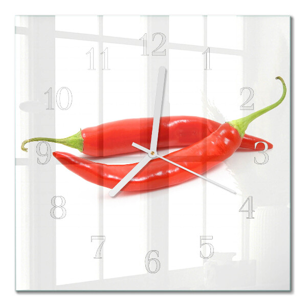 Square kitchen clock Chili pepper