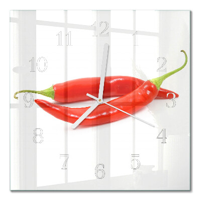 Square kitchen clock Chili pepper