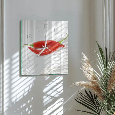 Square kitchen clock Chili pepper