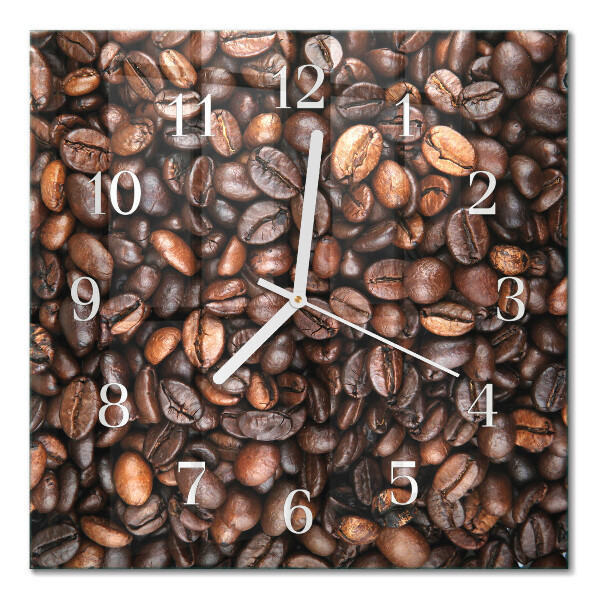 Glass clock square Coffee beans