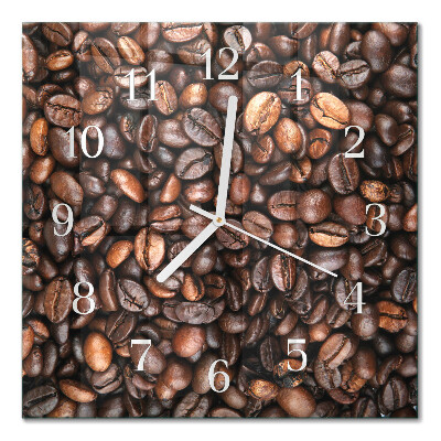 Glass clock square Coffee beans