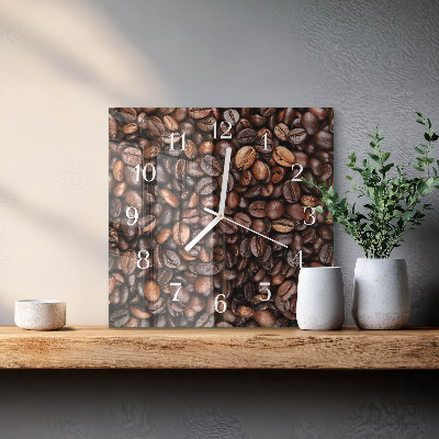 Glass clock square Coffee beans
