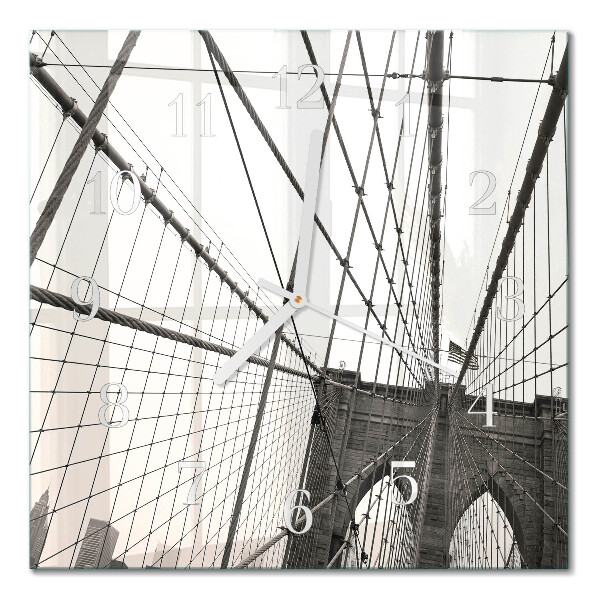 Glass wall clock square Brooklyn bridge