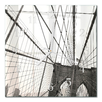 Glass wall clock square Brooklyn bridge