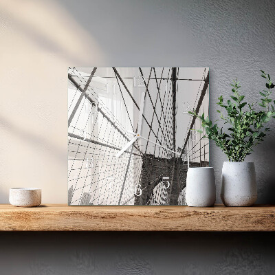 Glass wall clock square Brooklyn bridge