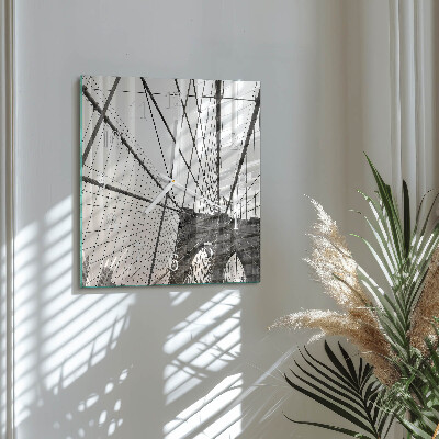 Glass wall clock square Brooklyn bridge