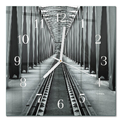 Square kitchen clock Railway tracks